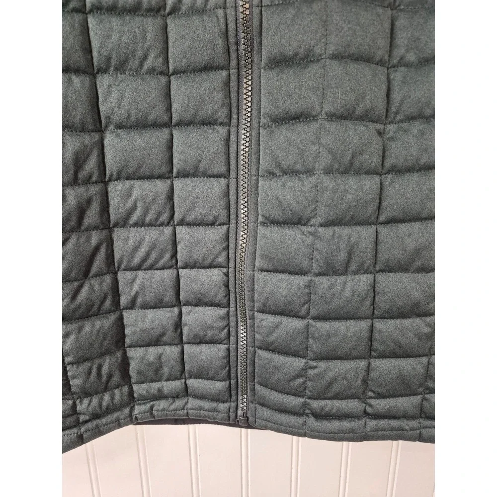 Ben Sherman Mens Quilted Puffer Jacket Green Grid Full Zip Stand Collar Medium
